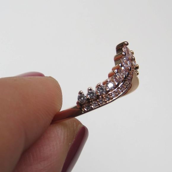 Pandora Rose Gold Princess Wishbone Ring Size 8 - Picture 9 of 12